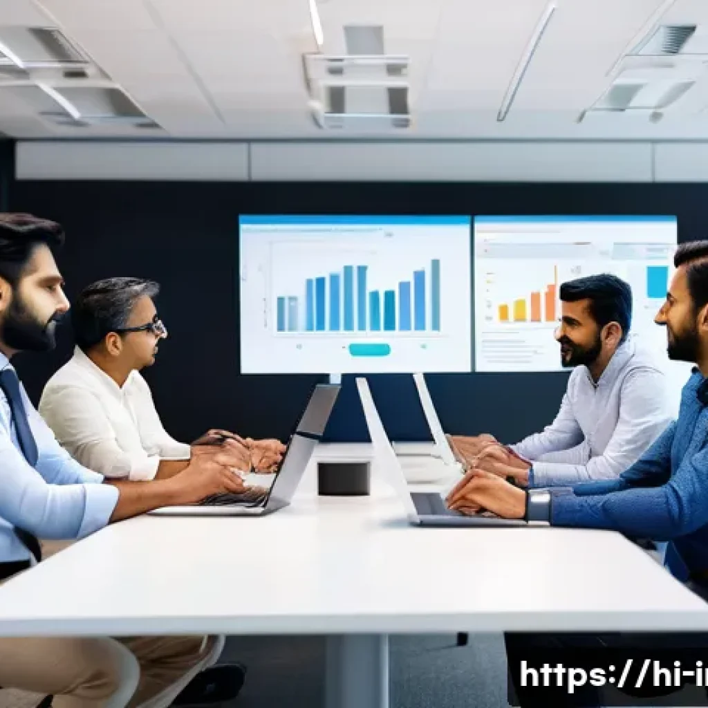 정보처리기사 취득 후 IT 프로젝트 관리 경험담 - A modern IT project planning meeting scene in a bright, professional office with diverse Indian prof...