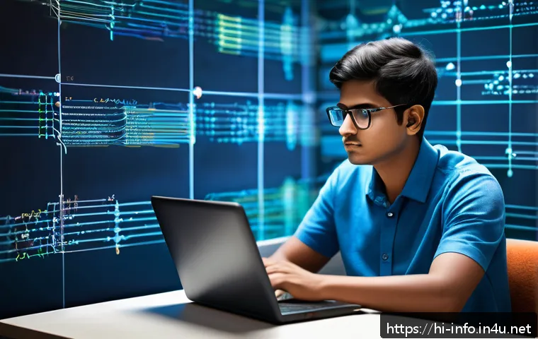 정보처리 실기 시험에서 자주 출제되는 문제 유형 - An intricate digital illustration of a computer science student studying data structures and algorit...