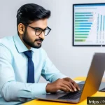 Home 22 정보처리 자격증으로 성공적인 커리어 전환 - A professional Indian man in his late 20s, wearing smart casual business attire and glasses, confide...