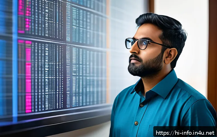 정보처리 실무에서 발생한 데이터베이스 문제 해결 경험 - An Indian IT professional working in a modern office environment, analyzing a complex SQL explain pl...